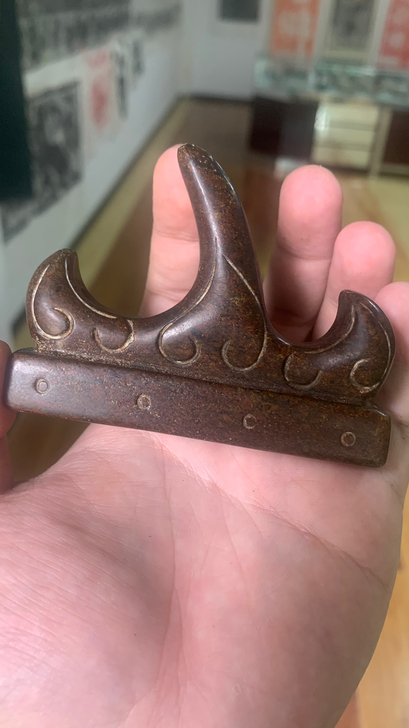 明清地方玉石质毛笔架，文房小件包浆好颜色漂...