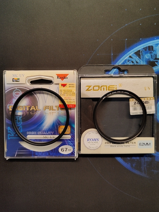 肯高67mm圆形UV镜以及卓美62mm圆形...