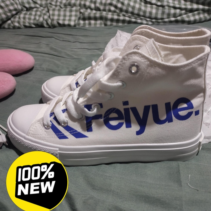 【全新出】飞跃帆布鞋女2021秋高帮新潮字...