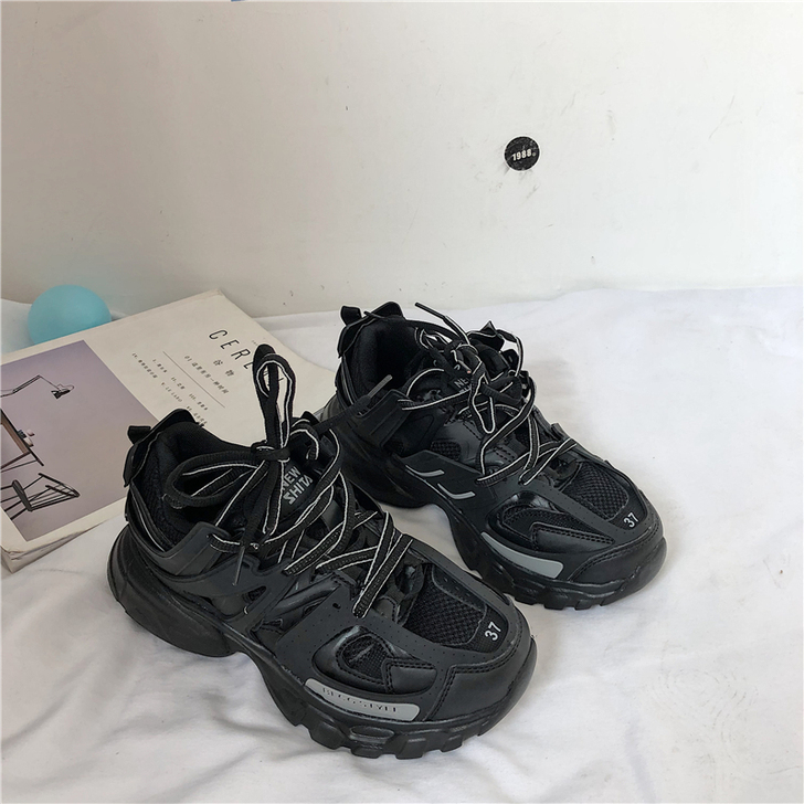 ins超火的老爹鞋女小众暗黑风街头情侣增高...