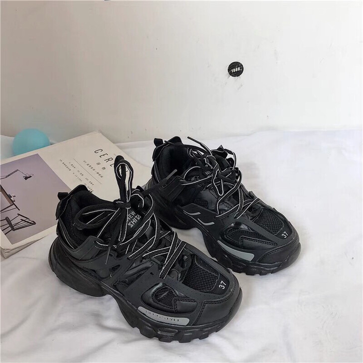 ins超火的老爹鞋女小众暗黑风街头情侣增高...