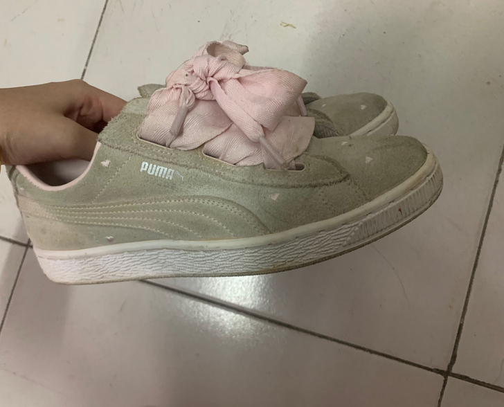 脏兮兮的彪马puma板鞋，爱心款