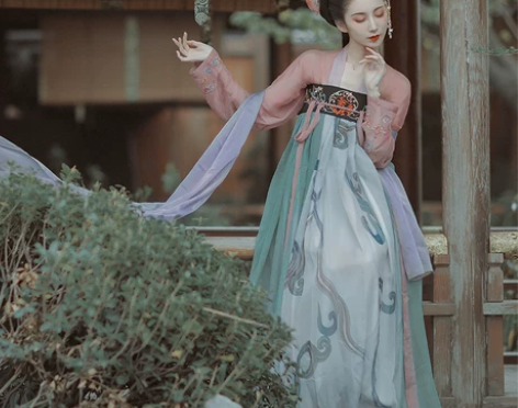 都城南庄汉服原创齐胸襦裙拼色裙汉服襦裙两件...