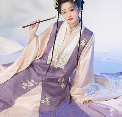 柒邑原创汉服，西楼月，紫色比甲L码 边缘钉...