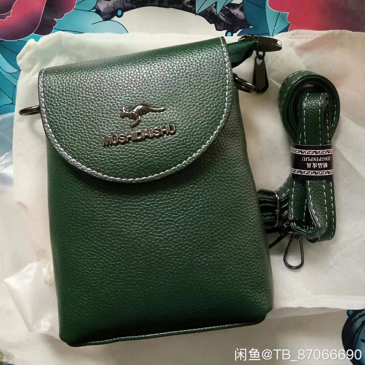 出口订单被取消真皮袋鼠包包女多层手机包零钱...