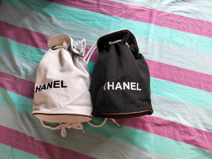 vintageChanel 帆布抽绳水桶包...