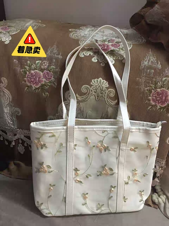 蕾丝单肩包2021新款大容量托特包女大容量...