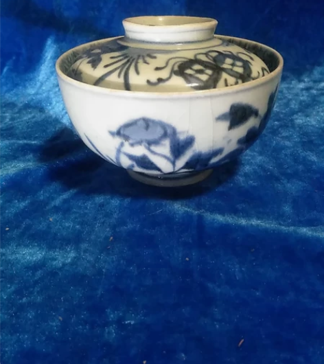 回流柴烧老青花盖碗 直径11cm  高8....