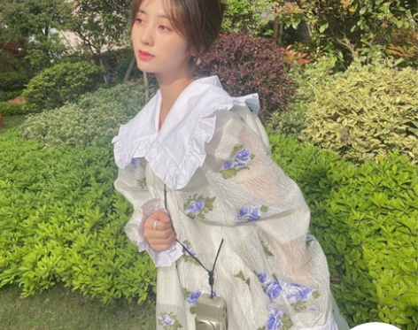 2022春季赵露思同款甜美花瓣短裙娃娃款荷...