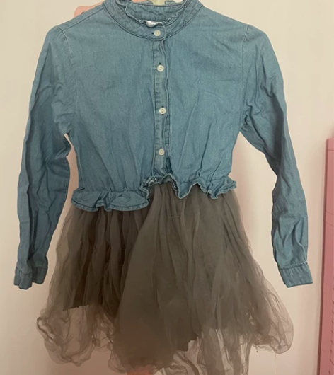 140女童可爱牛仔蓬蓬裙 超可爱140牛仔...