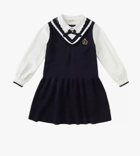 戴维贝拉女童学院风连衣裙中大童公主裙儿童制...