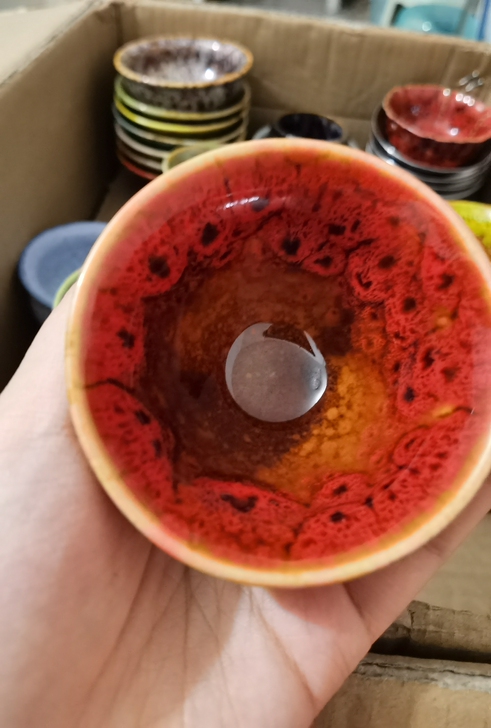 建阳～建盏   孔雀杯，底部微瑕