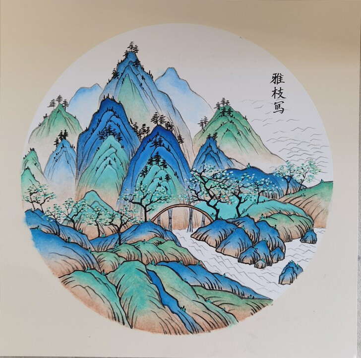青绿山水，38*38