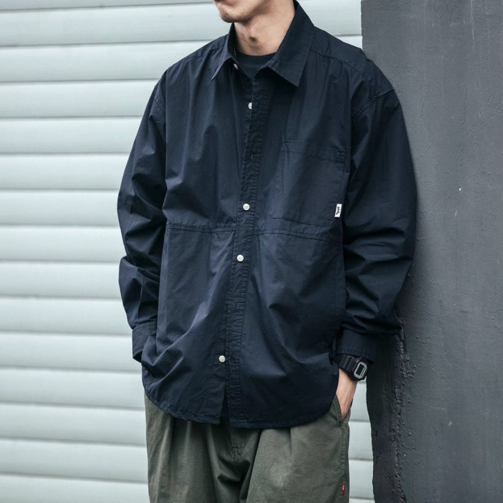 日潮功能性CityBoy素色衬衫男士春秋潮...
