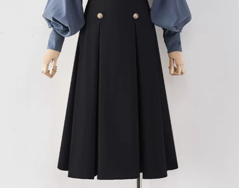 全新黑色半身裙女2022年新款显瘦高腰伞裙...