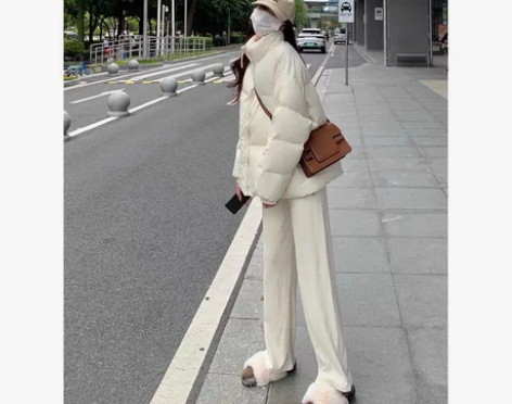 张子憨针织休闲裤女秋冬新款韩版宽松垂感显瘦...