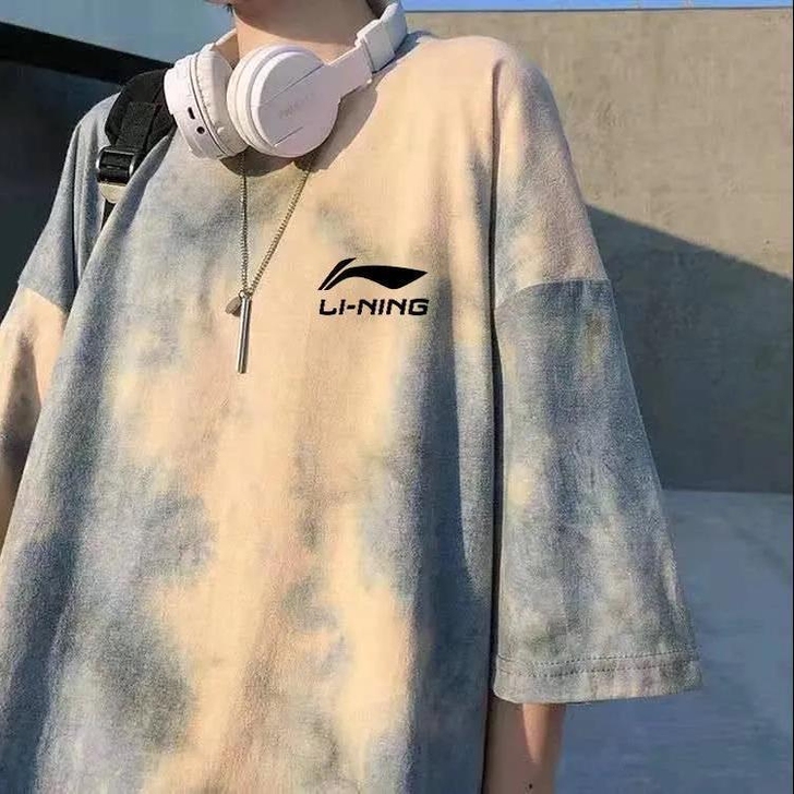 扎染短袖男潮牌ins宽松大码青少年t恤潮牌...