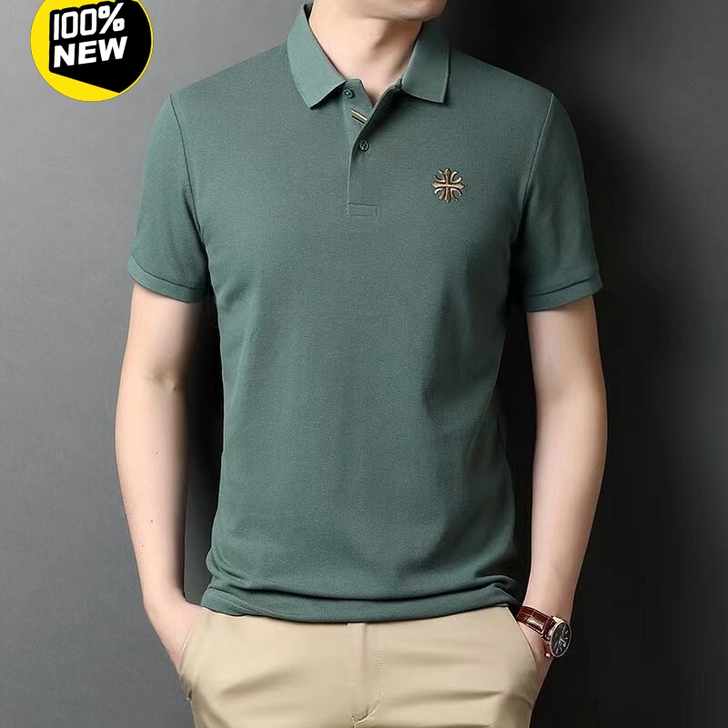正品保罗刺绣夏季男士短袖POLO衫中青年男...