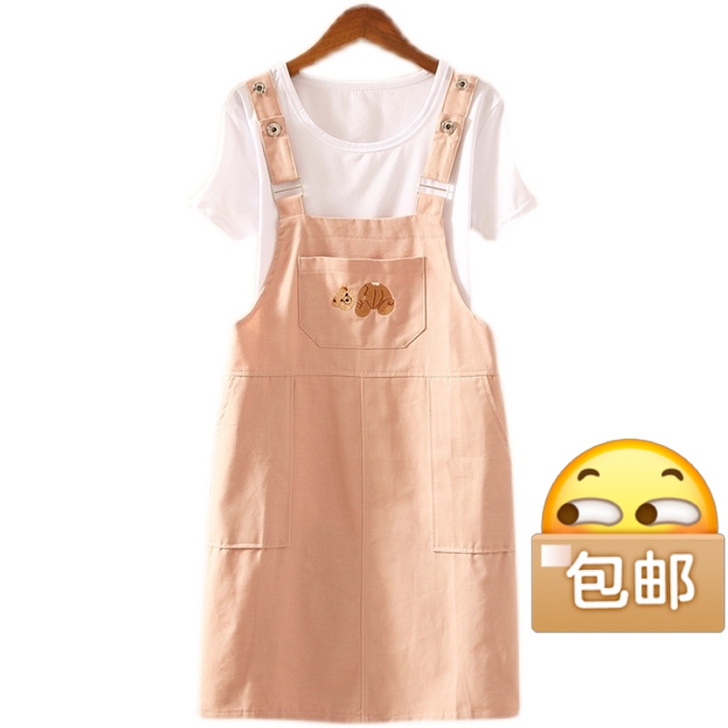 背带裙2021夏新款女学生韩版刺绣减龄小清...