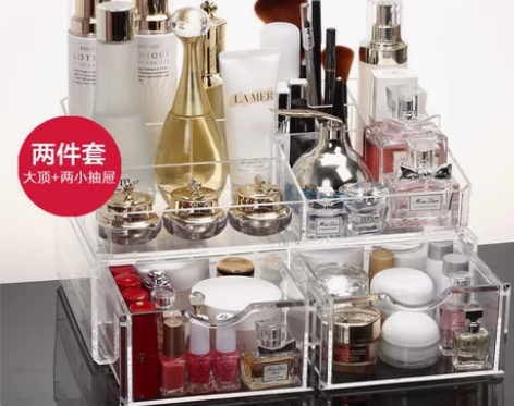 亚加丽加 包邮 超大号透明抽屉式化妆品收纳...