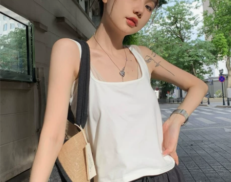 百搭设计感双层吊带背心夏季修身显瘦短款内搭...