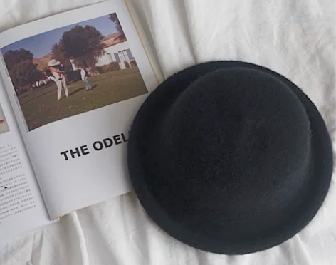 韩国可爱卷边小丸子女士秋冬羊毛针织小礼帽渔...