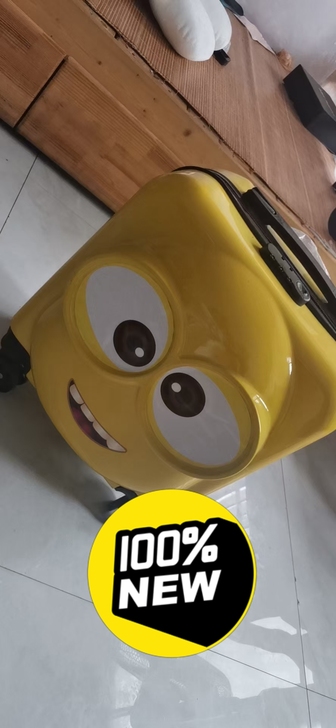 18寸3D卡通小黄人拉杆箱行李箱万向轮福利...