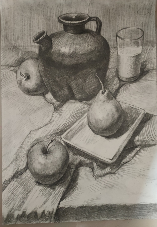 素描静物，实物作品，可邮寄