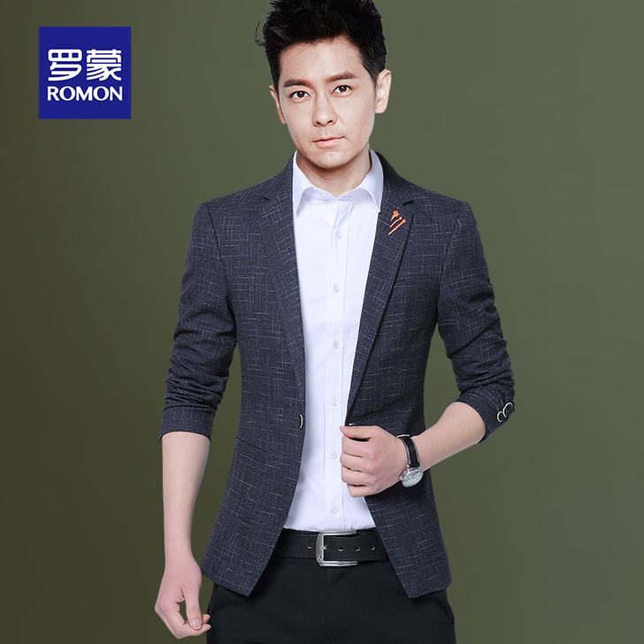 罗蒙秋季新款西服男单西上衣修身结婚正装韩版...