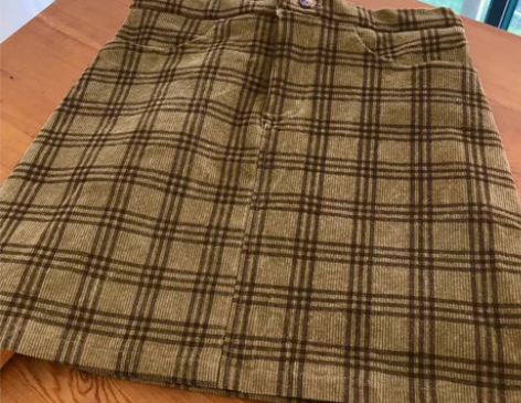 特价手工自制，百搭格子，纯棉灯芯绒A字裙，...