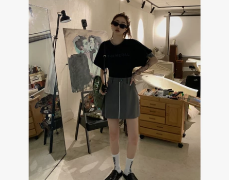 区区欧阳 时髦拼接半身裙女春夏季新款高级A...
