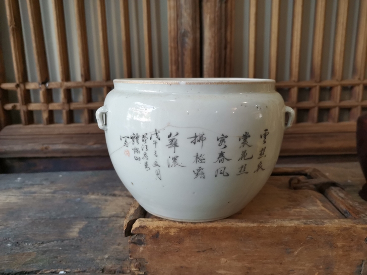 民国老瓷器四系罐，包邮！名家钟铭山作品，绘...