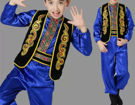 儿童新疆舞蹈演出服少儿印度表演服男童维吾尔...