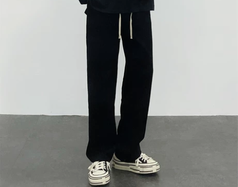 休闲裤 休闲裤卫裤春秋黑色直筒裤男垂感拖地...