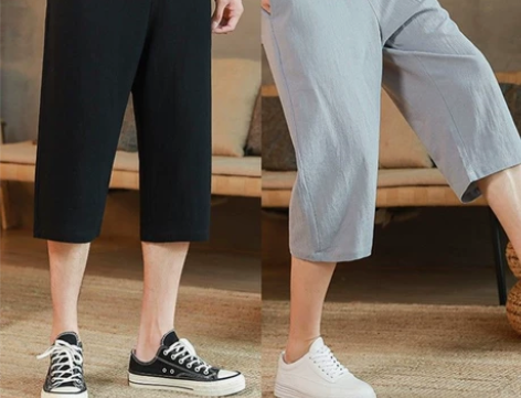 全新棉麻七分裤男夏季薄款休闲裤大码加肥宽松...