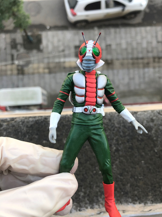 假面骑士v3 盒蛋 非shf真骨雕 头上触...