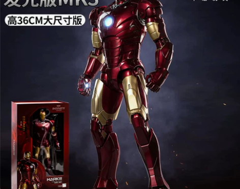 正版中动漫威14寸钢铁侠mk3马克3手办大...