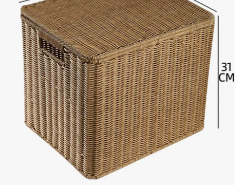藤编收纳箱带盖脏衣篮玩具书刊杂物储物箱整理...