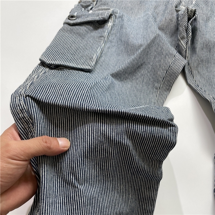 口碑回货 品质日单 铁路条纹工装裤3D立体...