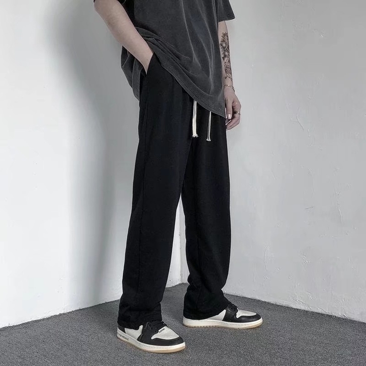 休闲裤子男秋季港风潮牌宽松阔腿裤ins潮流...