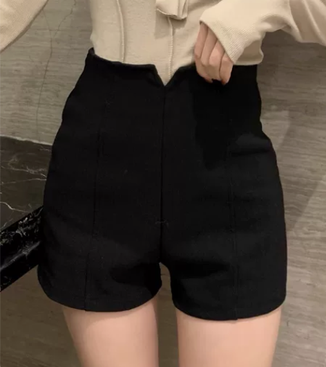2022新款黑色弹力短裤女秋冬阔腿外穿打底...