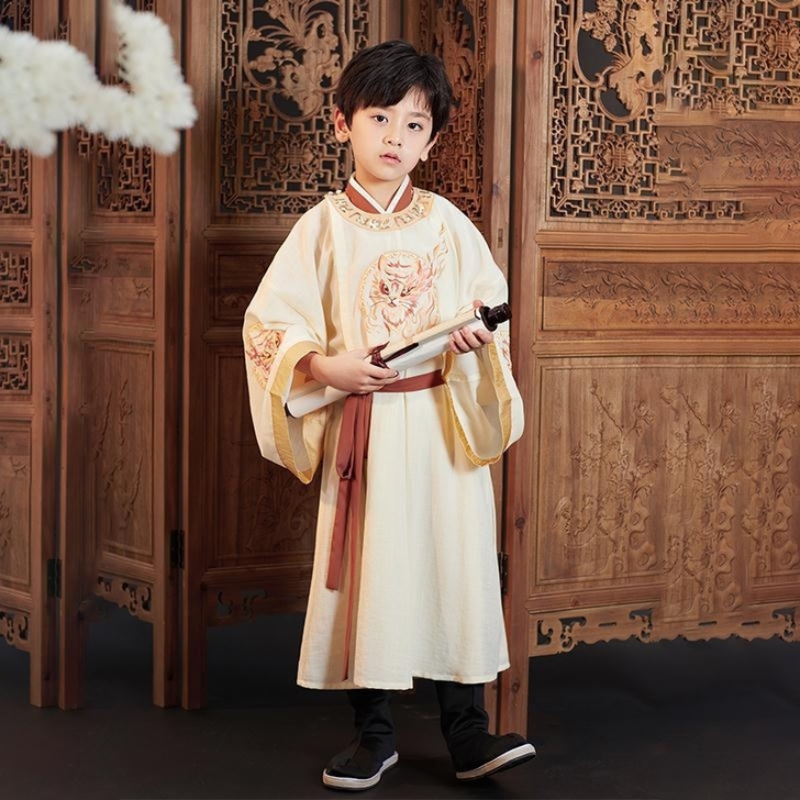 元旦汉服儿童国学演出服男女童幼儿书童服古装...
