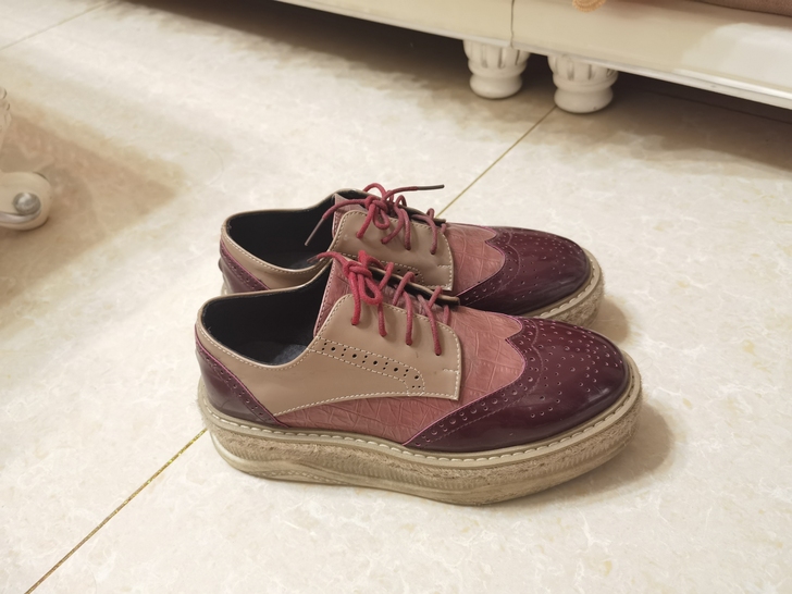 漆皮松糕鞋真皮