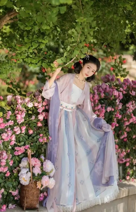 山海记蔷薇花事  图片色齐腰  唐制汉服 ...