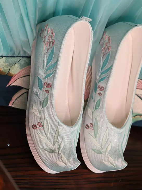 2021清欢汉服鞋子女古风内增高5cm系带...