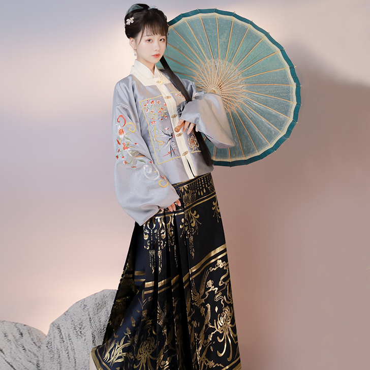劲合原创汉服女鹊桥仙明制补服刺绣短袄中国风...