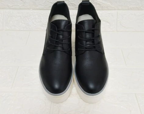 德赛帝伦女鞋全新39码系带英伦风皮鞋坡跟单...