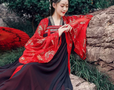 汉服女春樱齐腰齐胸襦裙仙女樱花古装仙气飘逸...