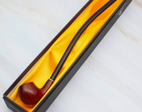 长杆红色实木烟斗 创意跨境热卖碳层过滤旱烟...