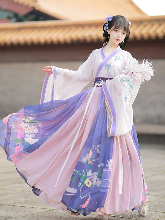 古装汉服女中国风仙气飘逸古风魏晋交领齐腰襦...
